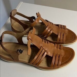 Ecco Brown Leather Fisherman Sandals